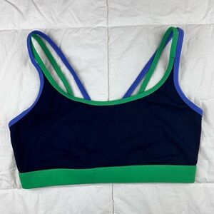 Aerie/ Offline Color Block Goals Sports Bra Medium Navy Green Blue